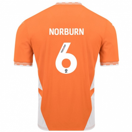 Kandiny Gyermek Oliver Norburn #6 Narancssárga Fehér Hazai Jersey 2024/25 Mez Póló Ing