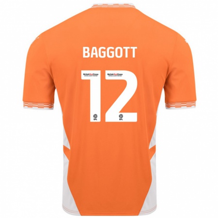 Kandiny Gyermek Elkan Baggott #12 Narancssárga Fehér Hazai Jersey 2024/25 Mez Póló Ing