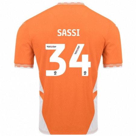 Kandiny Gyermek Dan Sassi #34 Narancssárga Fehér Hazai Jersey 2024/25 Mez Póló Ing