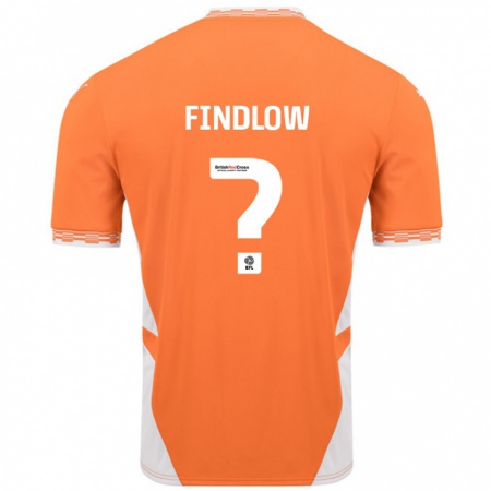 Kandiny Gyermek Luke Findlow #0 Narancssárga Fehér Hazai Jersey 2024/25 Mez Póló Ing