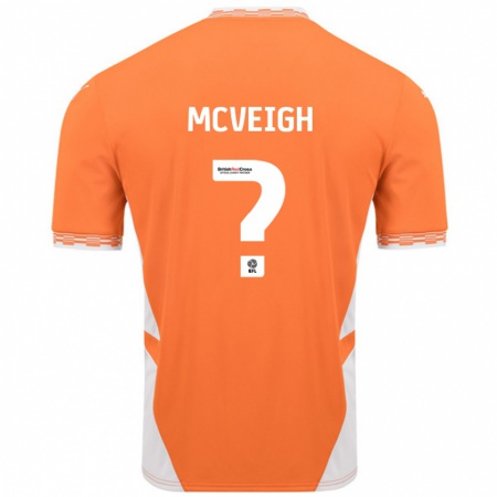 Kandiny Gyermek Conor Mcveigh #0 Narancssárga Fehér Hazai Jersey 2024/25 Mez Póló Ing