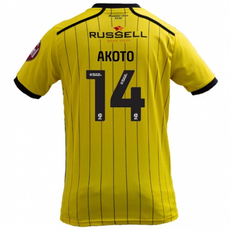 Kandiny Gyermek Nick Akoto #14 Sárga Hazai Jersey 2024/25 Mez Póló Ing