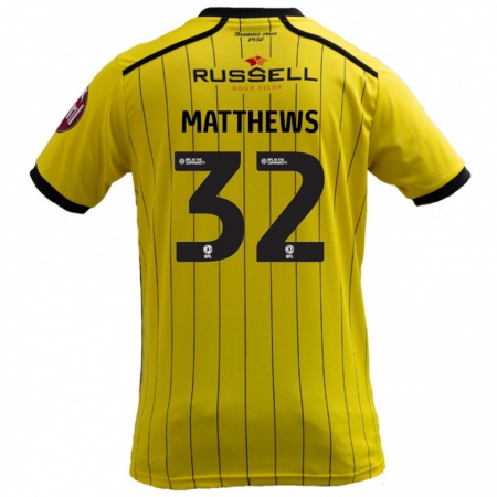 Kandiny Gyermek Daniel Matthews #32 Sárga Hazai Jersey 2024/25 Mez Póló Ing