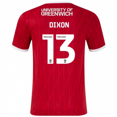 Kandiny Gyermek Kaheim Dixon #13 Piros Fehér Hazai Jersey 2024/25 Mez Póló Ing