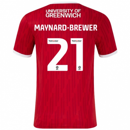 Kandiny Gyermek Ashley Maynard-Brewer #21 Piros Fehér Hazai Jersey 2024/25 Mez Póló Ing