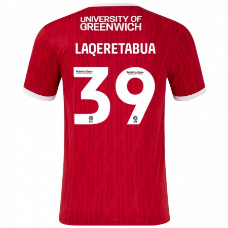 Kandiny Gyermek Josh Laqeretabua #39 Piros Fehér Hazai Jersey 2024/25 Mez Póló Ing