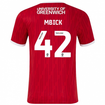 Kandiny Gyermek Micah Mbick #42 Piros Fehér Hazai Jersey 2024/25 Mez Póló Ing