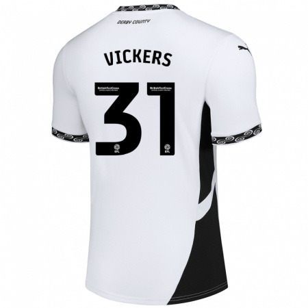 Kandiny Gyermek Josh Vickers #31 Fehér Fekete Hazai Jersey 2024/25 Mez Póló Ing