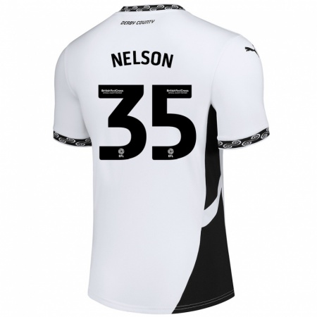 Kandiny Gyermek Curtis Nelson #35 Fehér Fekete Hazai Jersey 2024/25 Mez Póló Ing