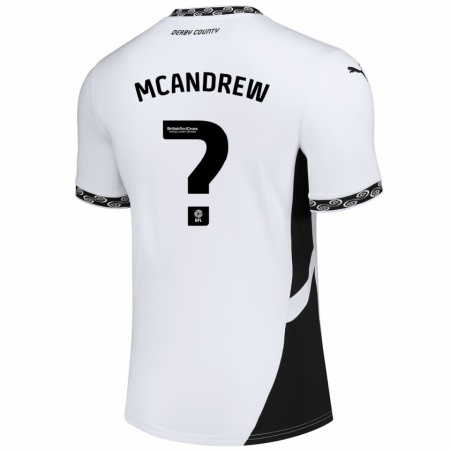 Kandiny Gyermek Niall Mcandrew #0 Fehér Fekete Hazai Jersey 2024/25 Mez Póló Ing