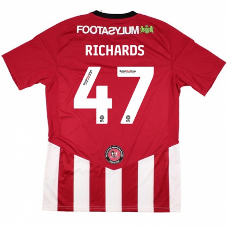 Kandiny Gyermek Jake Richards #47 Piros Fehér Hazai Jersey 2024/25 Mez Póló Ing