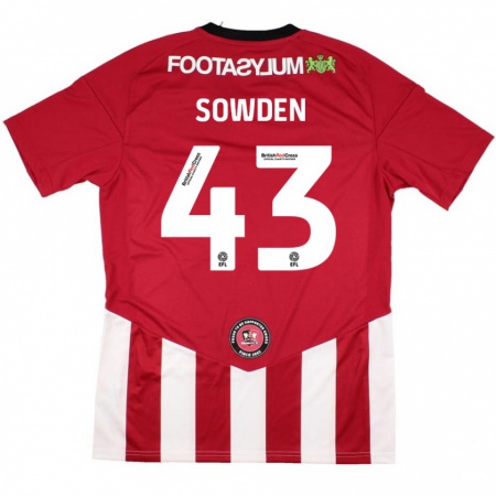 Kandiny Gyermek Andrew Sowden #43 Piros Fehér Hazai Jersey 2024/25 Mez Póló Ing