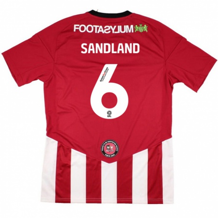 Kandiny Gyermek Jess Sandland #6 Piros Fehér Hazai Jersey 2024/25 Mez Póló Ing