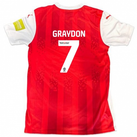 Kandiny Gyermek Ryan Graydon #7 Piros Fehér Hazai Jersey 2024/25 Mez Póló Ing