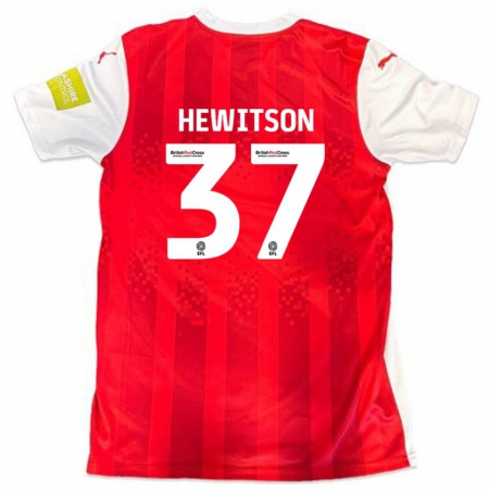 Kandiny Gyermek Luke Hewitson #37 Piros Fehér Hazai Jersey 2024/25 Mez Póló Ing