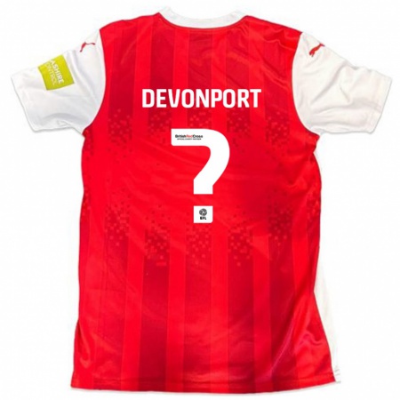 Kandiny Gyermek Owen Devonport #0 Piros Fehér Hazai Jersey 2024/25 Mez Póló Ing