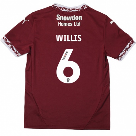 Kandiny Gyermek Jordan Willis #6 Burgundia Hazai Jersey 2024/25 Mez Póló Ing