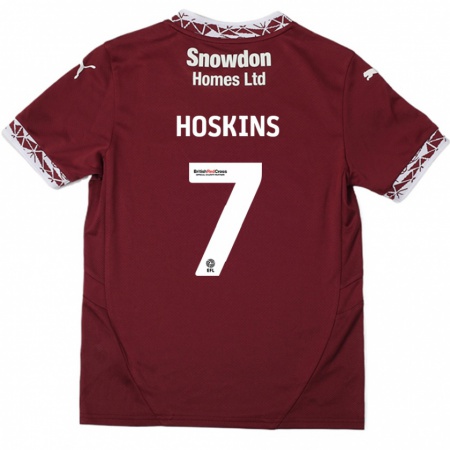 Kandiny Gyermek Sam Hoskins #7 Burgundia Hazai Jersey 2024/25 Mez Póló Ing