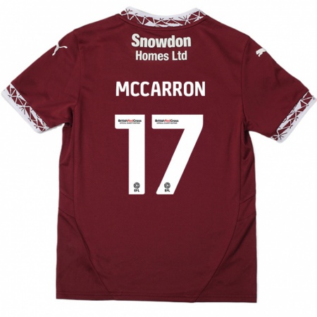 Kandiny Gyermek Liam Mccarron #17 Burgundia Hazai Jersey 2024/25 Mez Póló Ing