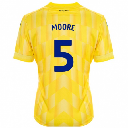 Kandiny Gyermek Elliott Moore #5 Sárga Hazai Jersey 2024/25 Mez Póló Ing