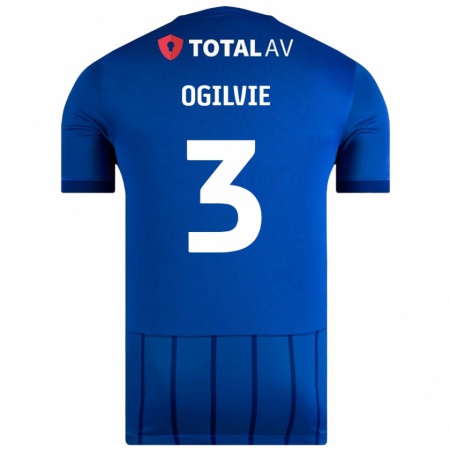 Kandiny Gyermek Connor Ogilvie #3 Kék Hazai Jersey 2024/25 Mez Póló Ing