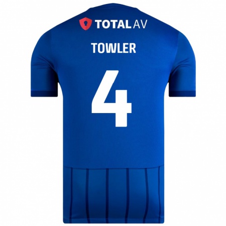 Kandiny Gyermek Ryley Towler #4 Kék Hazai Jersey 2024/25 Mez Póló Ing