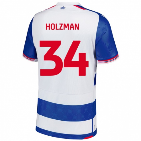 Kandiny Gyermek Louie Holzman #34 Kék Fehér Hazai Jersey 2024/25 Mez Póló Ing