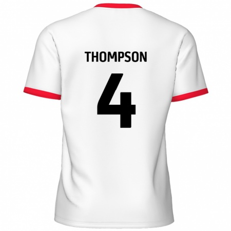 Kandiny Gyermek Nathan Thompson #4 Fehér Piros Hazai Jersey 2024/25 Mez Póló Ing