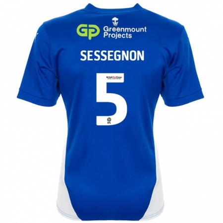 Kandiny Gyermek Steven Sessegnon #5 Kék Fehér Hazai Jersey 2024/25 Mez Póló Ing