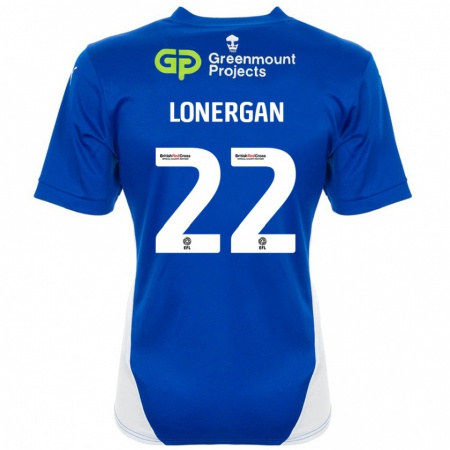 Kandiny Gyermek Andy Lonergan #22 Kék Fehér Hazai Jersey 2024/25 Mez Póló Ing