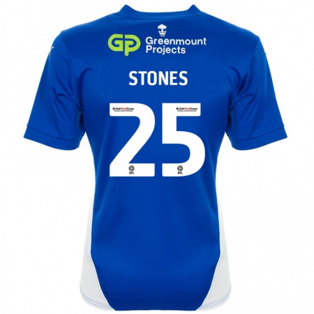 Kandiny Gyermek Josh Stones #25 Kék Fehér Hazai Jersey 2024/25 Mez Póló Ing