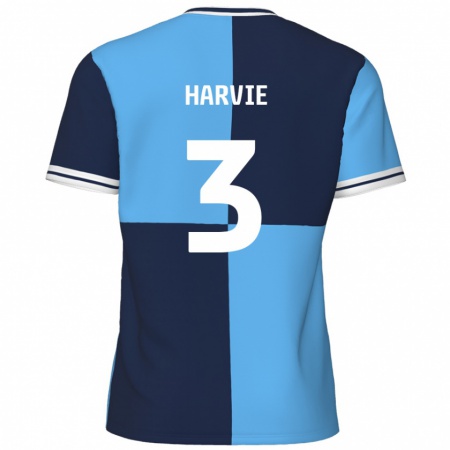 Kandiny Gyermek Daniel Harvie #3 Égszínkék Sötétkék Hazai Jersey 2024/25 Mez Póló Ing