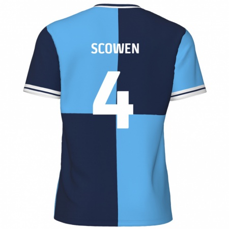 Kandiny Gyermek Josh Scowen #4 Égszínkék Sötétkék Hazai Jersey 2024/25 Mez Póló Ing