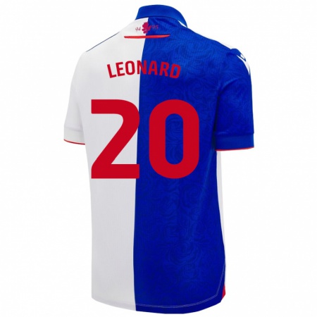 Kandiny Gyermek Harry Leonard #20 Égszínkék Fehér Hazai Jersey 2024/25 Mez Póló Ing