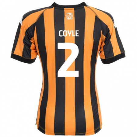 Kandiny Gyermek Lewie Coyle #2 Fekete Borostyán Hazai Jersey 2024/25 Mez Póló Ing