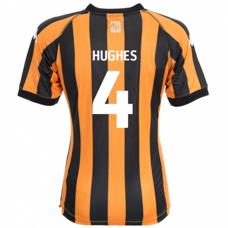 Kandiny Gyermek Charlie Hughes #4 Fekete Borostyán Hazai Jersey 2024/25 Mez Póló Ing