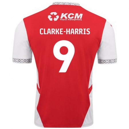 Kandiny Gyermek Jonson Clarke-Harris #9 Piros Fehér Hazai Jersey 2024/25 Mez Póló Ing