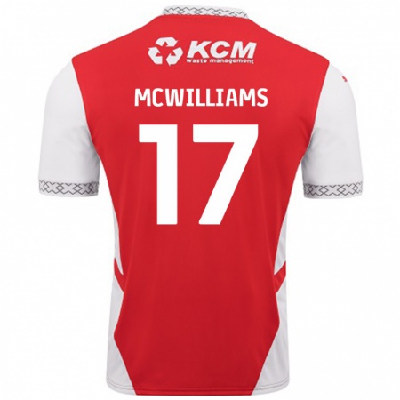 Kandiny Gyermek Shaun Mcwilliams #17 Piros Fehér Hazai Jersey 2024/25 Mez Póló Ing