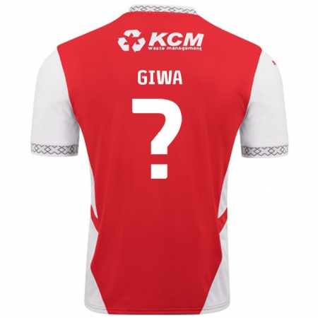 Kandiny Gyermek George Giwa #0 Piros Fehér Hazai Jersey 2024/25 Mez Póló Ing