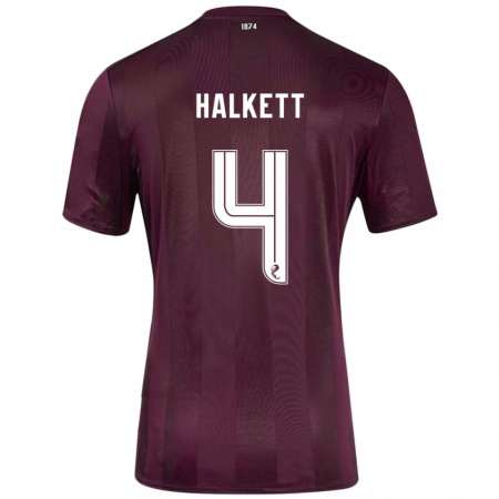 Kandiny Gyermek Craig Halkett #4 Burgundia Hazai Jersey 2024/25 Mez Póló Ing