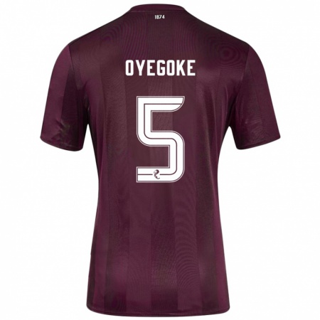 Kandiny Gyermek Daniel Oyegoke #5 Burgundia Hazai Jersey 2024/25 Mez Póló Ing