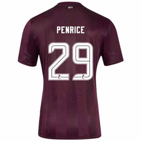 Kandiny Gyermek James Penrice #29 Burgundia Hazai Jersey 2024/25 Mez Póló Ing