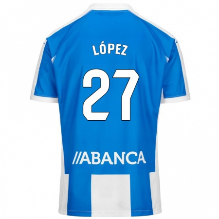 Kandiny Gyermek Rubén López #27 Kék Fehér Hazai Jersey 2024/25 Mez Póló Ing