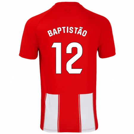 Kandiny Gyermek Léo Baptistão #12 Piros Fehér Hazai Jersey 2024/25 Mez Póló Ing