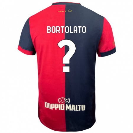 Kandiny Gyermek Filippo Bortolato #0 Piros Sötétebb Kék Hazai Jersey 2024/25 Mez Póló Ing