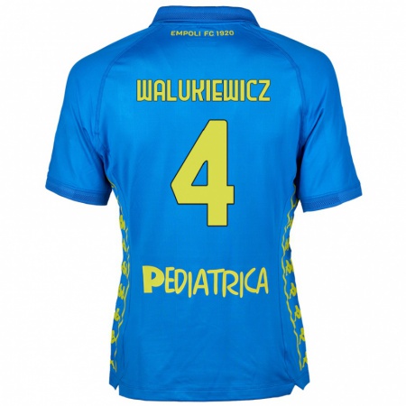 Kandiny Gyermek Sebastian Walukiewicz #4 Kék Hazai Jersey 2024/25 Mez Póló Ing