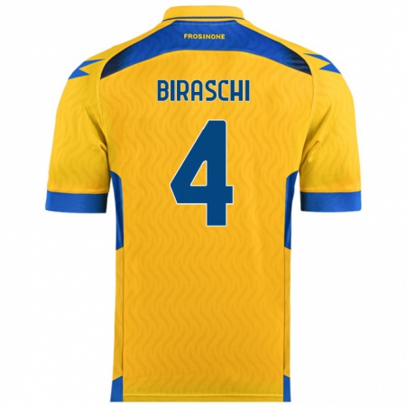 Kandiny Gyermek Davide Biraschi #4 Sárga Hazai Jersey 2024/25 Mez Póló Ing