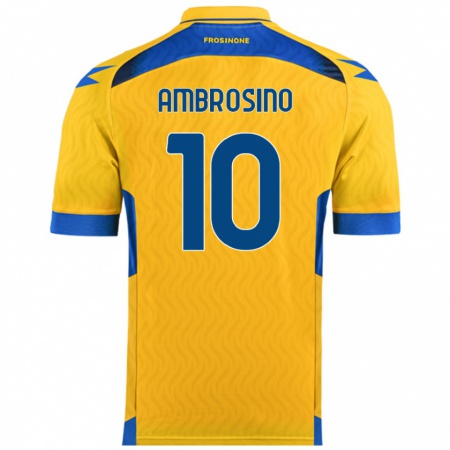 Kandiny Gyermek Giuseppe Ambrosino #10 Sárga Hazai Jersey 2024/25 Mez Póló Ing