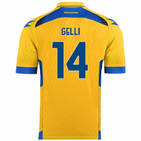 Kandiny Gyermek Francesco Gelli #14 Sárga Hazai Jersey 2024/25 Mez Póló Ing