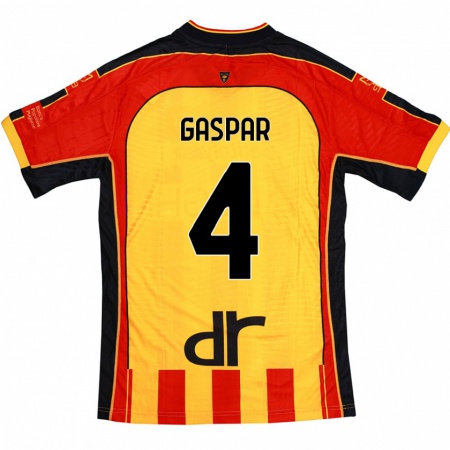 Kandiny Gyermek Kialonda Gaspar #4 Sárga Piros Hazai Jersey 2024/25 Mez Póló Ing